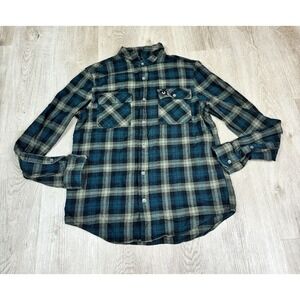 True Religion Mens Flannel Shirt Plaid Button Down Long Sleeve Casual Medium